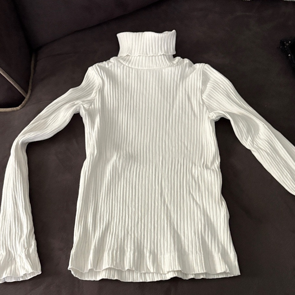 Zara Ivory Ribbed Knit Turtleneck